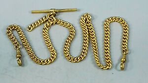 VINTAGE GOLD PLATED LONG ALBERT FOB WATCH CHAIN