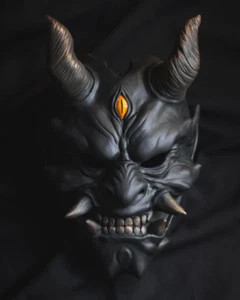 Shadow Oni Mask | Handmade Japanese Demon Mask | Resin Oni Cosplay Display Mask - Picture 1 of 6