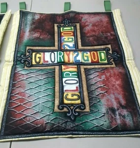 religion god love church cross quilted wall hanging handmade - Picture 1 of 2