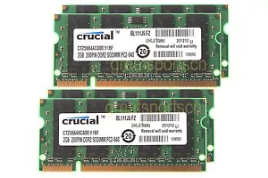 8GB 4X 2GB Crucial 2 GB PC2-6400 DDR2 800mhz 2RX8 CL6 Sodimm RAM Notebook Memory - Picture 1 of 10
