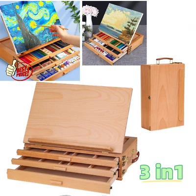 Painting case painting box table easel wood artist case drawing case sewing box - Image 1 of 4