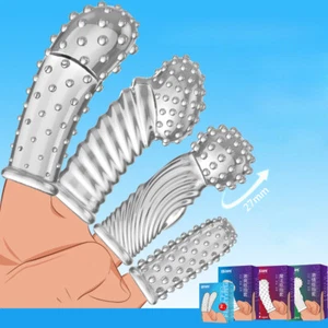 Condones especiales para dedos de punta permanente manga de extensión de retraso de condón para pene masculino - Imagen 1 de 17