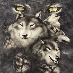 Wolves XL Black Tye-dye T-shirt Mountain Arctic Wolf Moon Wild Biker Spirit Pack - Picture 1 of 7