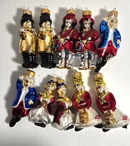 VINTAGE OLD FASHIONED PEOPLE GLASS CHRISTMAS ORNAMENTS EACH 2.5" TALL - Picture 1 of 1