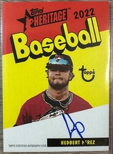 HEDBERT PEREZ 2022 TOPPS HERITAGE MINOR LEAGUE 1973 PACK COVER AUTO! #29/50!