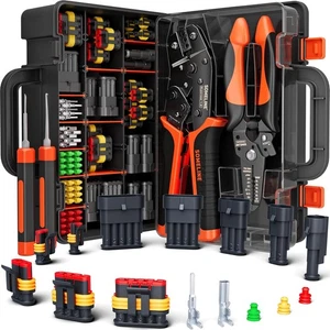 SOMELINE Crimping Tool Kit, Waterproof Automotive Electrical Black, Orange  - Bild 1 von 9