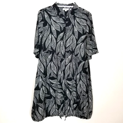 Платье банджи Chico's Zenergy UPF Neema размер L на пуговицах спереди черно-белое с цветочным рисунком - Изображение 1 из 4