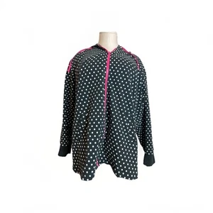 Quaker Factory 3x Black And White Polka Dotted zip Up Jacket Pink Detail Plus Sz - Picture 1 of 5