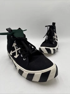 Off-White Mid-Top Vulcanized High Top Sneakers Color Black Canvas Size 47 - Picture 1 of 7