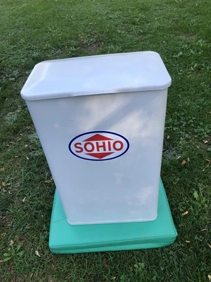 Letrero publicitario vintage SOHIO parabrisas gasolinera isla caja de servicio Foto 1 de 4