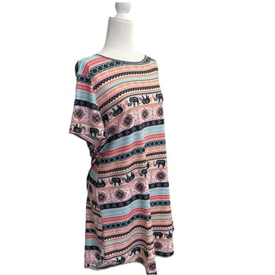 Roupa de dormir Bobbie Brooks plus size 1X camisola macia elefantes multicoloridos - Imagem 1 de 4