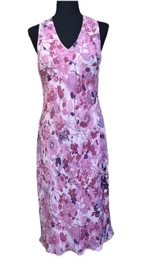 Vintage Ann Taylor Silk Floral Midi Dress Size 8P Y2K  Occasion Romantic Church - Image 1 of 4