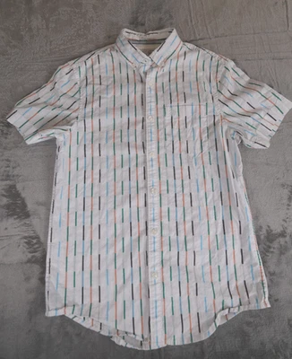 original penguin short sleeve button down shirt Men Small White vertical stripes - Image 1 of 4