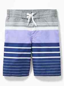 NWT Old Navy Lilac Stripe Patterned Swim Trunks Board Shorts UPF-50 Boys M 8