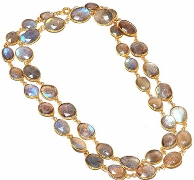  925 Solid Sterling Silver Labradorite Lovely chain Jewelry necklace - Image 1 of 4