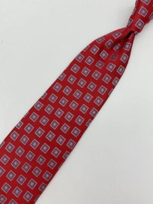 Gravata Charvet Place Vendome masculina 100% seda fina 58" de comprimento 3 1/2" vermelha - Imagem 1 de 4