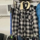 Mens Dickies Xxl Button Down Insulated Flannel Black Gray Plaid