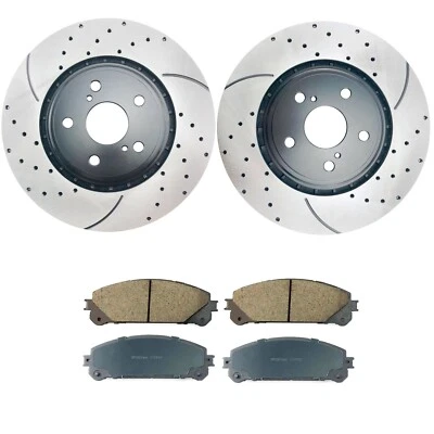 Front Drilled Brake Rotors & Ceramic Pads for 2011 2012 2013-2017 Toyota Sienna - Imagem 1 de 4