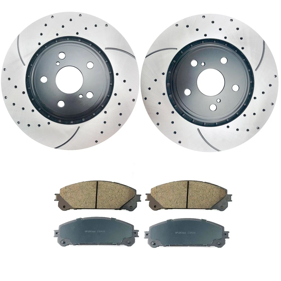Front Drilled Brake Rotors & Ceramic Pads for 2011 2012 2013-2017 Toyota Sienna Foto 1 de 4