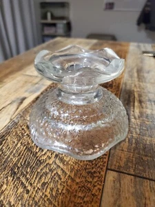 Anchor Hocking Ripple Clear glass candlestick holder - Picture 1 of 4