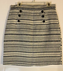 H&M Black White Dotted Stripe Embroider High Waisted Mini Skirt NWT | Sz. 12 - Picture 1 of 4