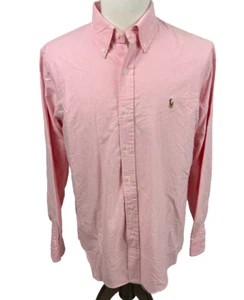Ralph Lauren 100% Cotton Mens VINTAGE Oxford Pink Long Sleeve Shirt Size Large - Picture 1 of 4
