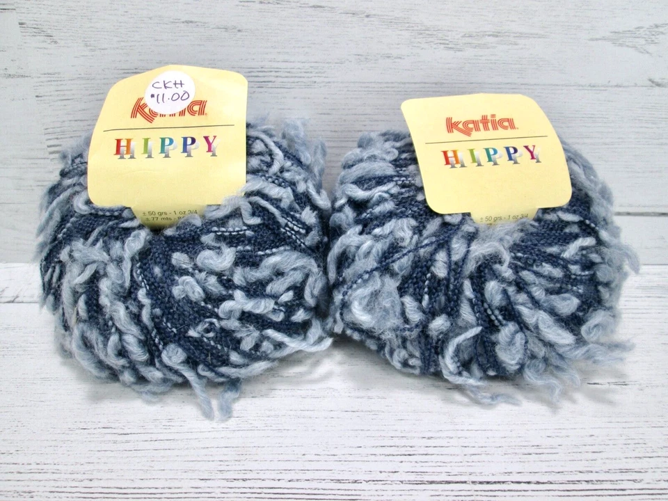 Katia Hippy Hilado Lote 2 Madeja Color Azul 13 Lana Acrílico Nylon Mezcla Aran España Foto 1 de 4