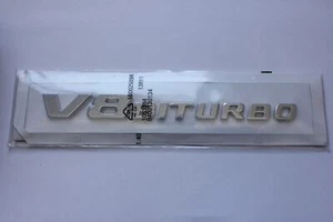 FOR V8 Biturbo AMG Badge A43 A45 CLA43 CLA45 C45 C63 E45 E53 E63 S63 Silver - Picture 1 of 1