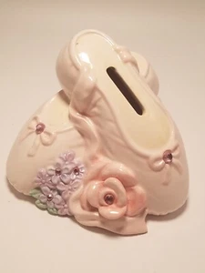 Ballet Slipper Floral Handpainted Porcelain/Ceramic Bank by RUSS - Picture 1 of 8