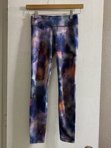 Athleta Girl Purple Pink Galaxy Athletic Leggings Youth Sz 12 - Picture 1 of 4