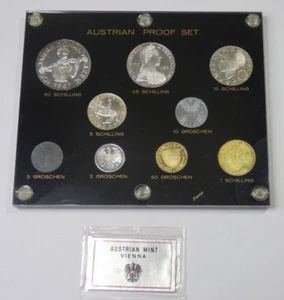 Austria 1967 Juego de 9 monedas de prueba Austria Mint Viena chelines de plata, 2 groschen - Imagen 1 de 10