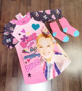 PJ's PAJAMAS Jojo Siwa 3 Piece Pajama Set Nightgown & Socks Size 7/8 NEW - Picture 1 of 12