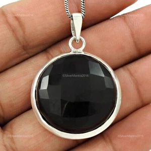Naturale Onice Argento Sterling Massiccio Lunetta Moda Handmade Elegant Pendente - Foto 1 di 8