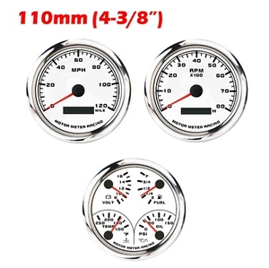 W PRO 110mm 3 Gauge Set GPS Speedometer MPH °F PSI Waterproof Car Marine Boat - Picture 1 of 14