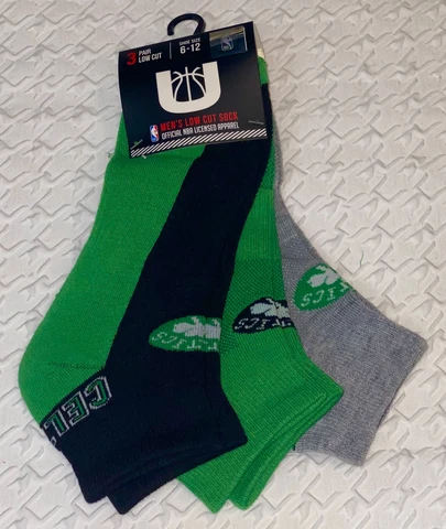 NBA Boston Celtics 3 Pack Black Green Grey Low Cut Socks NEW Mens Sz L 6-12 Cover