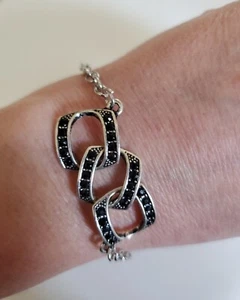 Paparazzi 3 Links Black Rhinestones Bracelet - Picture 1 of 5