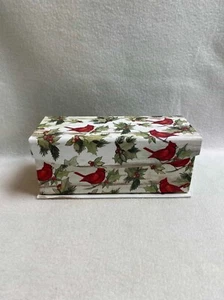 Susan Winget Decorative Christmas Storage/Gift Box - Holly and Cardinals - Picture 1 of 7