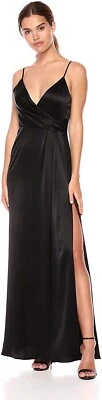 Jill Jill Stuart 167730 Womens Satin V-Neck Slip Dress Solid Black Size 12 - Image 1 of 2