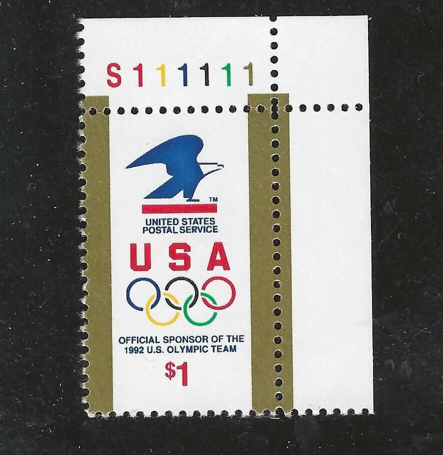 R41 USA 1992 olympics sc# 2539 mnh plate# single superb eagle - Image 1 of 1