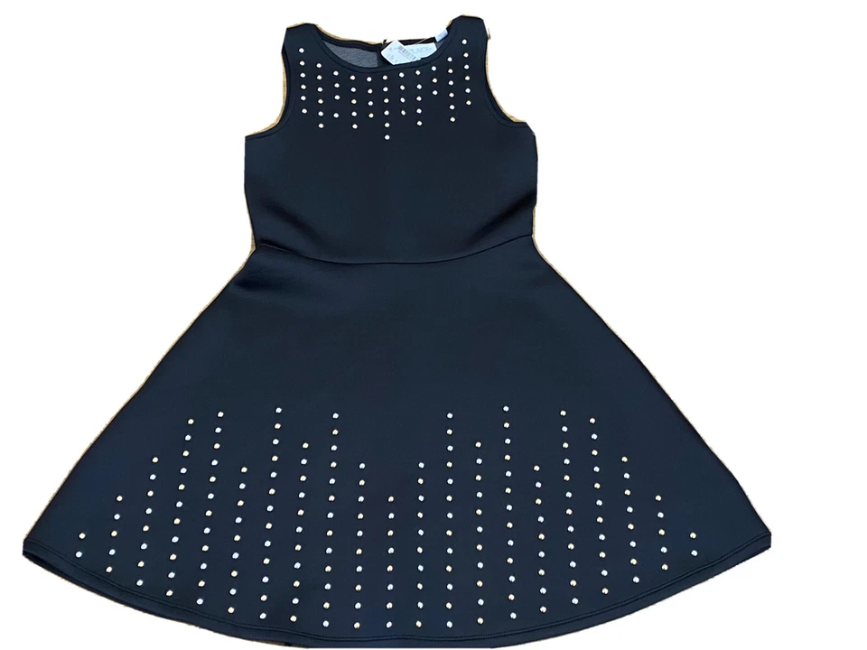 Vestido The Children’s Place Girls L 10/12 Nuevo con Etiquetas Worh oro/plateado tachuelas Foto 1 de 4