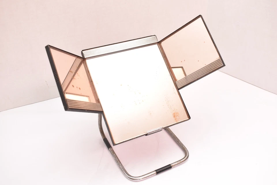 Tríptico Óptico Americano Vintage Espejo Ajustable Oftalmología Art Deco ATQ Foto 1 de 4