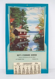 Vintage 1959 Bay's Service Station Calendar Cocoa Florida - Picture 1 of 5
