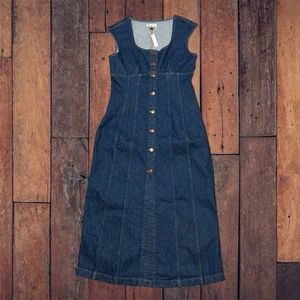 Madewell Denim Square-Neck Midi Dress in Benton Wash Size 8 - Picture 1 of 11