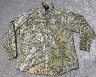 Camisa camuflada MOSSY OAK para hombre grande obsesión caza botón rendimiento ligera Foto 1 de 4
