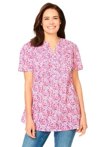 Woman Within Plus Size Pintucked Half-Button Tunic - Picture 1 of 58