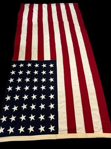 Vintage American Flag 48 Stars Valley Forge Heavy Cotton 5x9.5 Feet Sewn Stars - Picture 1 of 3