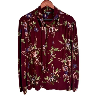 Blusa Camisa Top Ralph Lauren Talla XL Elástica Manga Larga Floral Formal Navidad Foto 1 de 4