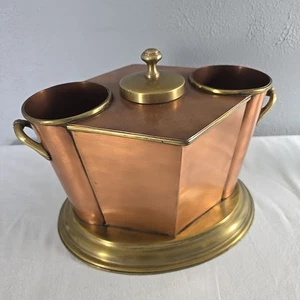 Global Views Art Deco Copper Brass 2 Wine Bottle Ice Chiller Cooler Bucket India - Picture 1 of 15