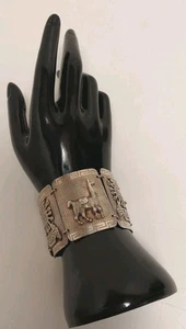 Bracciale Vintage Argento 900 Storia Peruviana Link Pannello Inca Dio Divinità Cammello Azteco 7" - Foto 1 di 24