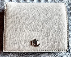 RALPH LAUREN Crosshatch Leather Compact Snapped-Closure Wallet NWT Whit $75 - Picture 1 of 3